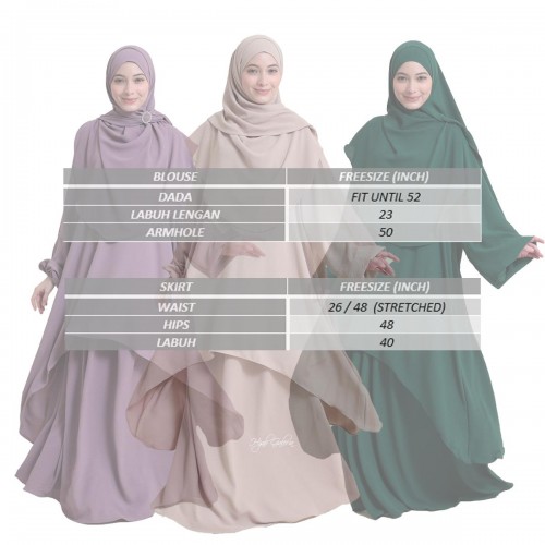 SET MANIS DUSTY GREEN (instant naura + blouse + skirt)