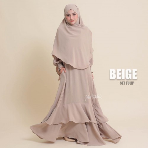 SET TULIP BEIGE (JUBAH + INSTANT NAURA)